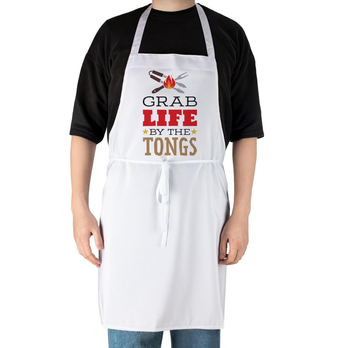 Counterart Grab Life Chef Apron Great for Baking, Grilling, and Everyday Cooking Printed with Cute Funny Quotes