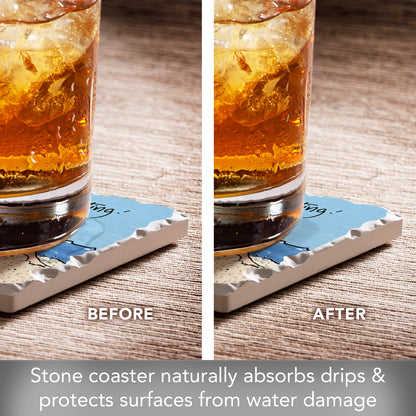 Thirstystone In a Meeting Single Tumbled Tile Stone Coaster with Protective Cork Backing Manufactured in The USA 4" Square, Colorful, Artistiic, Easily Wipes Clean
