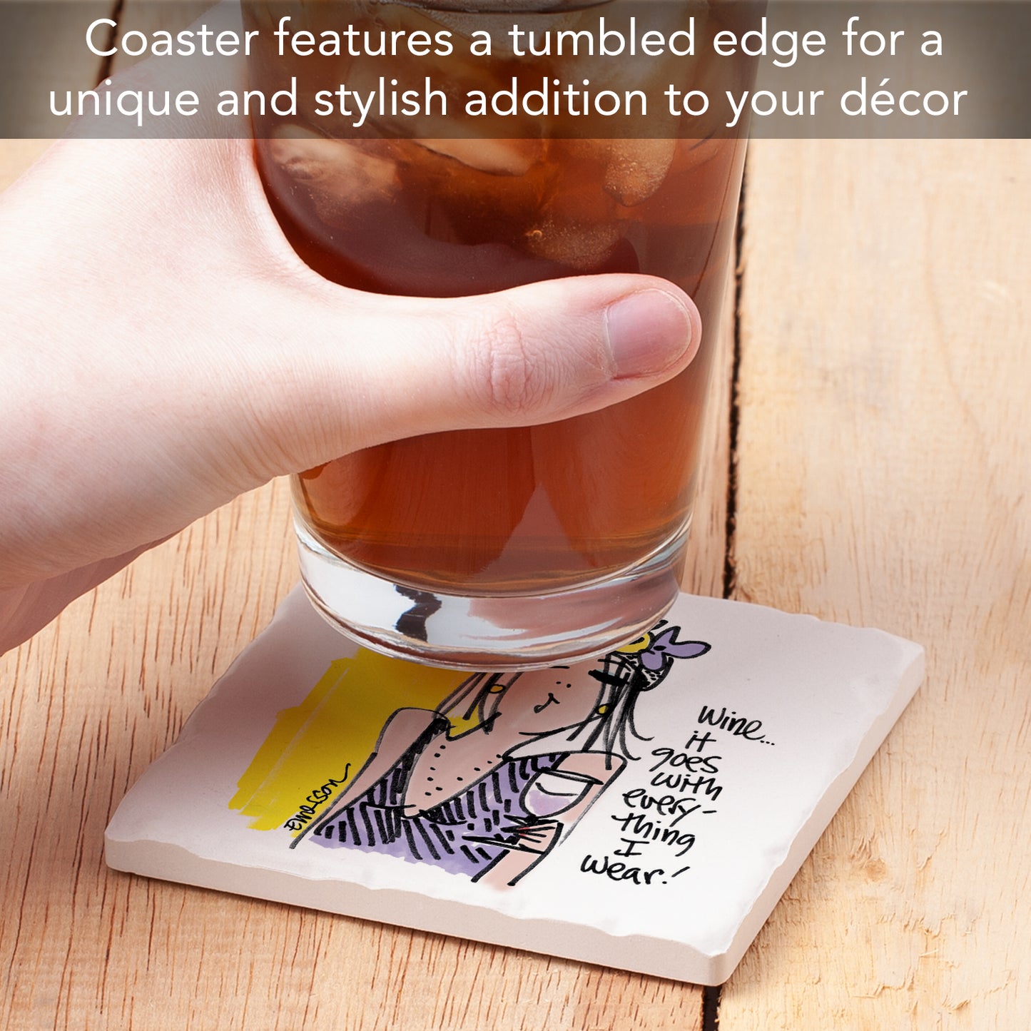 Thirstystone Wine with Everything Single Tumbled Tile Coaster Manufactured in The USA Humorous, Stylish, Single Coasters Allow You to Create Own Set