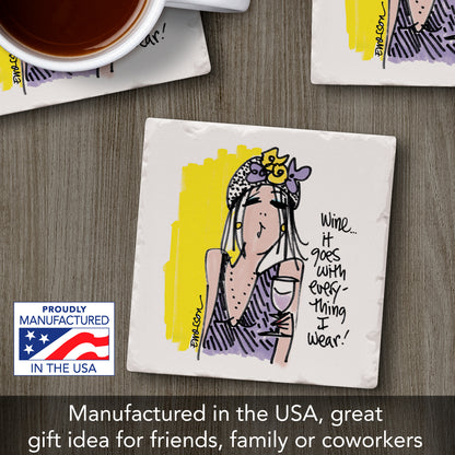 Thirstystone Wine with Everything Single Tumbled Tile Coaster Manufactured in The USA Humorous, Stylish, Single Coasters Allow You to Create Own Set