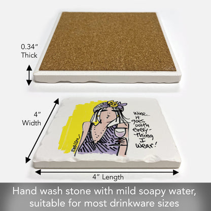 Thirstystone Wine with Everything Single Tumbled Tile Coaster Manufactured in The USA Humorous, Stylish, Single Coasters Allow You to Create Own Set