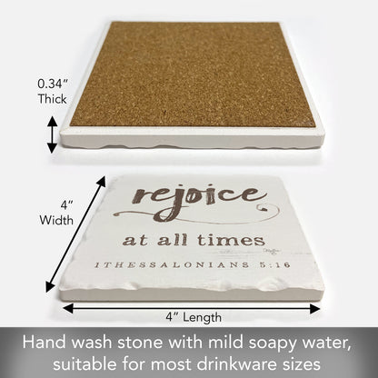 Thirstystone Rejoice Single Tumbled Tile Stone Coaster with Protective Cork Backing Manufactured in The USA 4" Square, Artistic, Easily Wipes Clean
