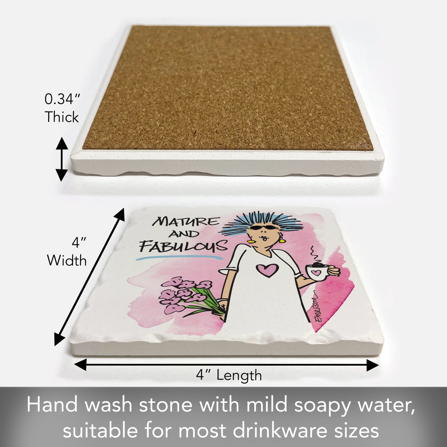 Thirstystone Mature & Fabulous Single Tumbled Tile CoasterManufactured in The USA Humorous, Stylish, Single Coasters Allow You to Create Own Set