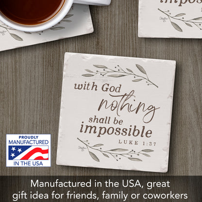 Thirstystone Nothing is Impossible Single Tumbled Tile Stone Coaster with Protective Cork Backing Manufactured in The USA 4" Square, Artistic, Easily Wipes Clean