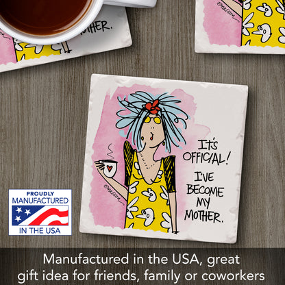 Thirstystone Become My Mother Single Tumbled Tile Coaster Manufactured in The USA Humorous, Stylish, Single Coasters Allow You to Create Your Own Set