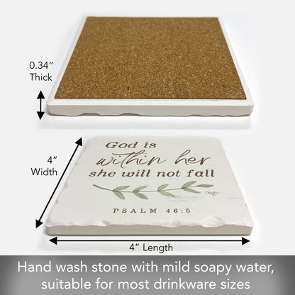 Thirstystone Within Her Single Tumbled Tile Stone Coaster with Protective Cork Backing Manufactured in The USA 4" Square, Artistic, Easily Wipes Clean