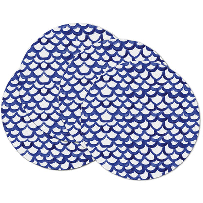 CounterArt Waves 4 Pack Round Reversible Easy Care Flexible Placemats Made in the USA