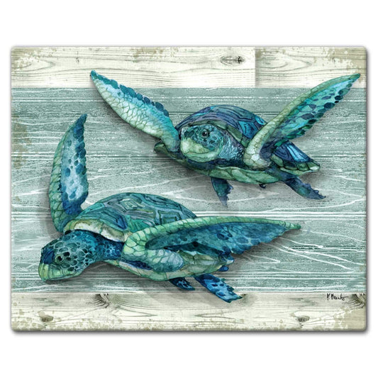 CounterArt Northpoint Turtles 3mm Tempered Glass Cutting Board 15" x 12" Manufactured in the USA