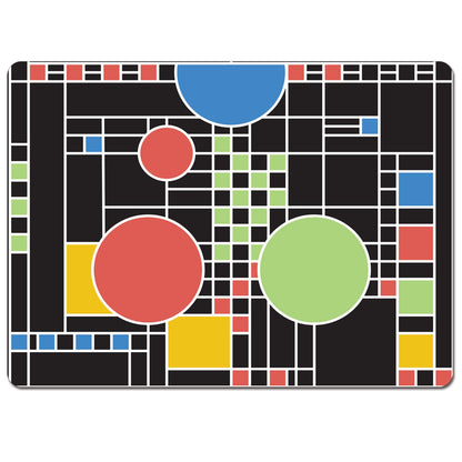 CounterArt Coonley Playhouse by FLW Decorative Hardboard Placemats with Protective Cork Backing 4 Pack Layered Construction Heat Tolerant and Easily Wipes Clean
