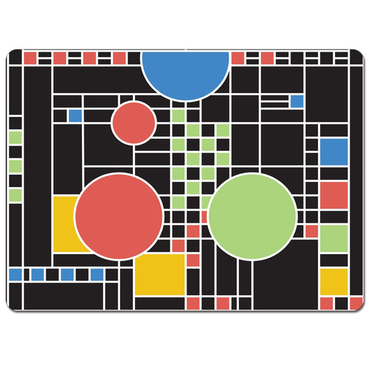 CounterArt Coonley Playhouse by FLW Decorative Hardboard Placemats with Protective Cork Backing 4 Pack Layered Construction Heat Tolerant and Easily Wipes Clean