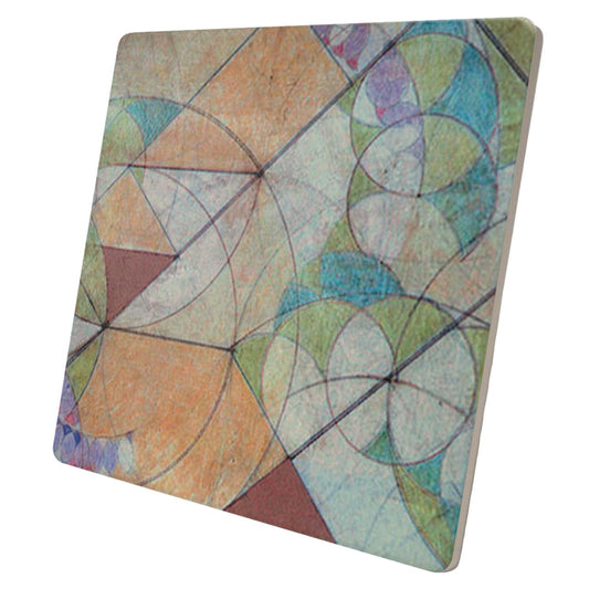 Frank Lloyd Wright's Bougainvillea Mural Detail II Design on 8" Square Stone Trivet Manufactured in The USA Heat Tolerant Easily Wipes Clean