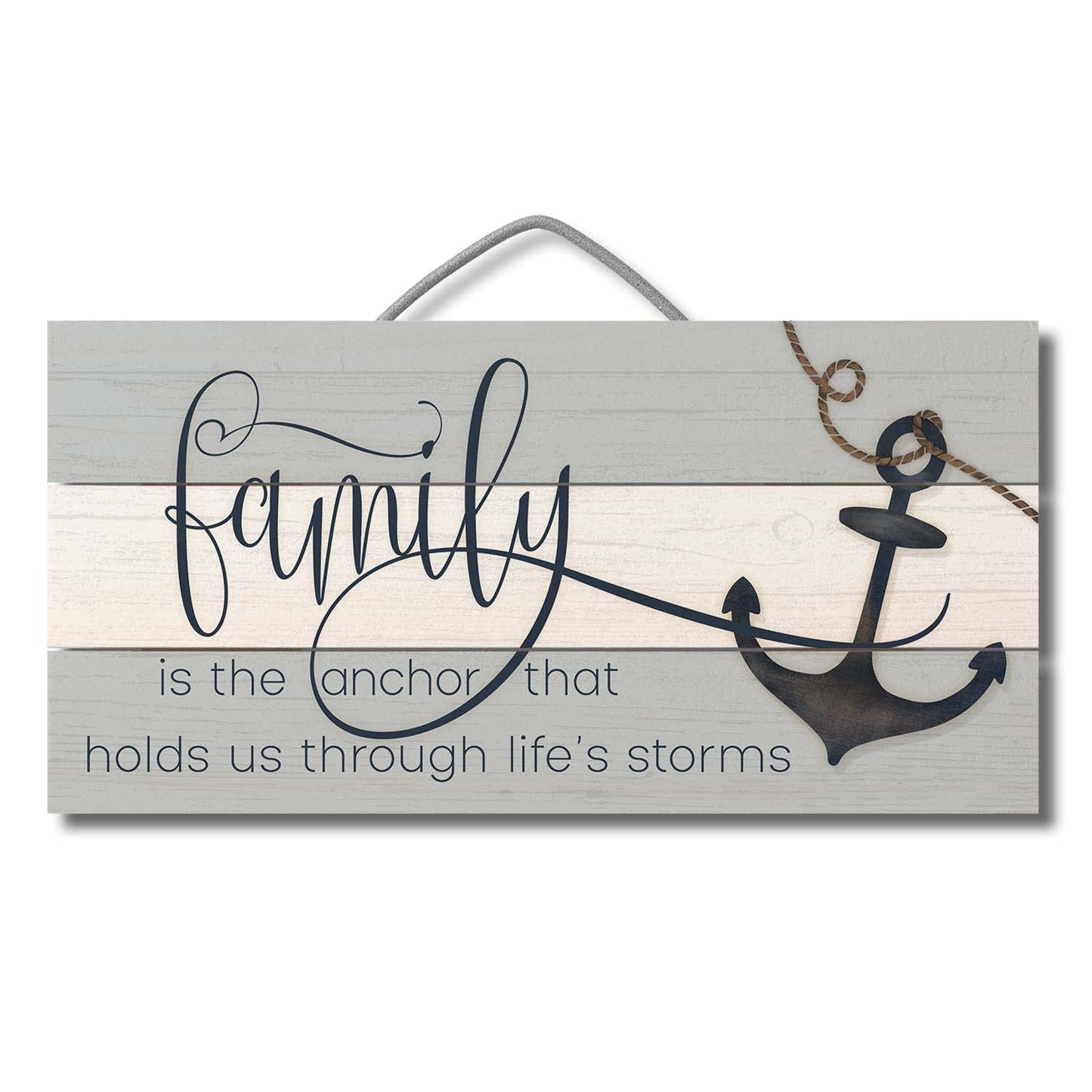 Highland Home Family is the Anchor Decorative Pallet Wood Sign 12" x 6" Made in the USA Wire Hanger Doubles as an Easel