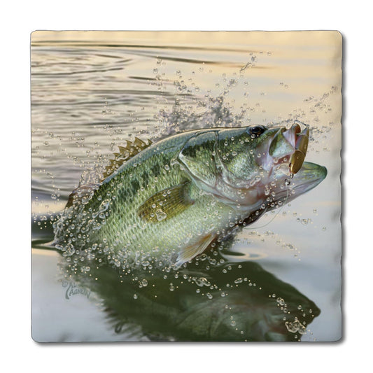 Thirstystone Bass Eruption 4-Pack Tumbled Tile Stone Coasters 4" Square Manufactured in the USA