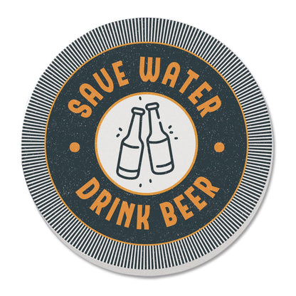 Thirstystone Save Water Single Round Absorbent Stone Coaster with Protective Cork Backing Manufactured in The USA 4" Diameter