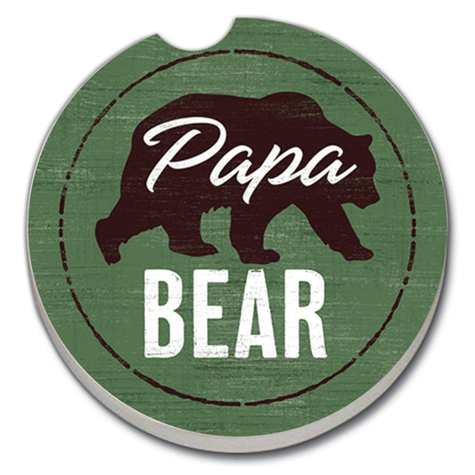 Thirstystone Papa Bear Single Absorbent Stone Coaster for Vehicle Cup Holder 2.6” Diameter Manufactured in The USA