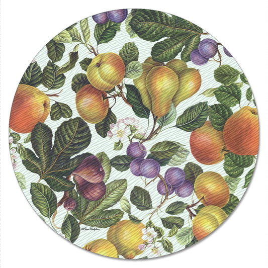 CounterArt Fruit Blossoms 4mm Tempered Glass Lazy Susan Turntable 13" Diameter