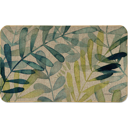 Counterart Gossamer Palm Decorative Indoor/Outdoor Natural Linen Look Floor Mat with Recycled Rubber Back Manufactured in The USA 29.5” x 17.75”