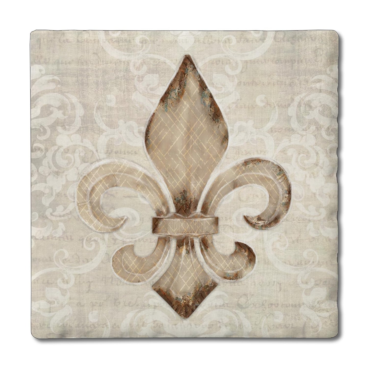 Thirstystone Deco Fleur 4 Pack Tumbled Tile Stone Coasters 4" Square Manufactured in the USA