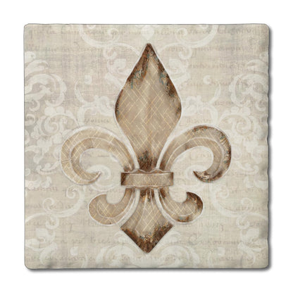 Thirstystone Deco Fleur 4 Pack Tumbled Tile Stone Coasters 4" Square Manufactured in the USA