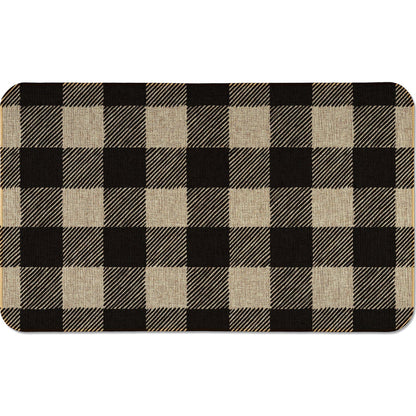 Counterart Buffalo Check Decorative Indoor/Outdoor Natural Linen Look Floor Mat with Recycled Rubber Back Manufactured in The USA 29.5” x 17.75”