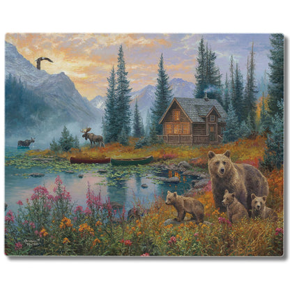 CounterArt Wilderness Retreat 3mm Tempered Glass Cutting Board 15" x 12" Manufactured in the USA
