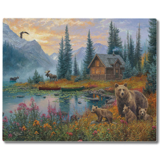 CounterArt Wilderness Retreat 3mm Tempered Glass Cutting Board 15" x 12" Manufactured in the USA