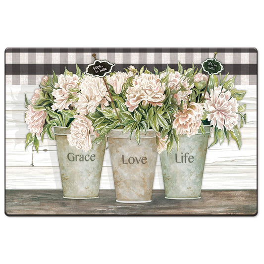 CounterArt Vintage Farmhouse 30” x 20” Decorative Vinyl Comfort Floor Mat, Manufactured in The USA, Waterproof, Reduces Muscle Fatigue, Easily Wipes Clean