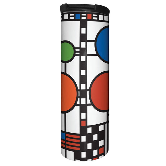 Highland Home Coonley Playhouse Window Design by Frank Lloyd Wright on 17 Ounce Double Wall Insulated Stainless Steel Tumbler Manufactured in the USA
