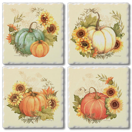 Thirstystone Harvest Field 4 Pack Assorted Tumbled Tile Stone Coasters 4" Square