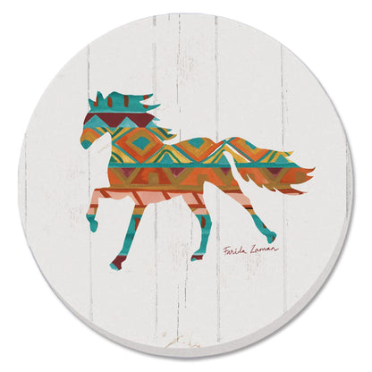 Thirstystone Southwest Vibe Horse 4 Pack Round Absorbent Stone Coasters 4" Diameter Manufactured in the USA