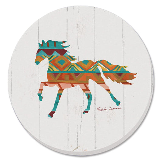 Thirstystone Southwest Vibe Horse 4 Pack Round Absorbent Stone Coasters 4" Diameter Manufactured in the USA