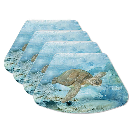 CounterArt Under Sea Life 4 Pack Wedge Shaped Reversible Easy Care Placemats Made in the USA