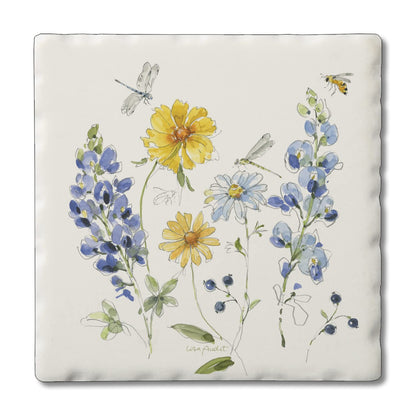 Thirstystone Lovely Blues 4 Pack Tumbled Tile Stone Coasters 4" Square Manufactured in the USA