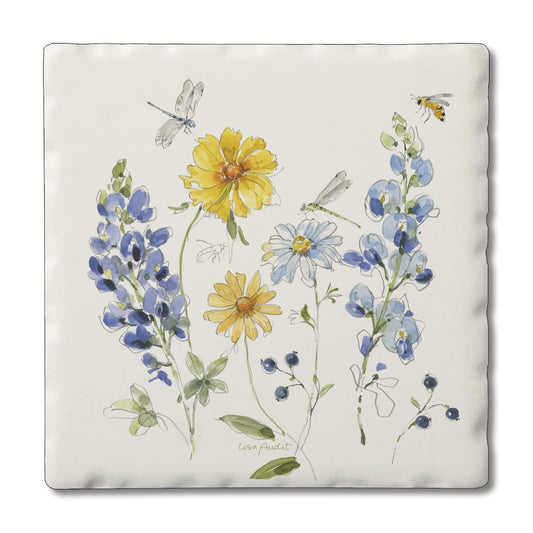 Thirstystone Lovely Blues 4 Pack Tumbled Tile Stone Coasters 4" Square Manufactured in the USA