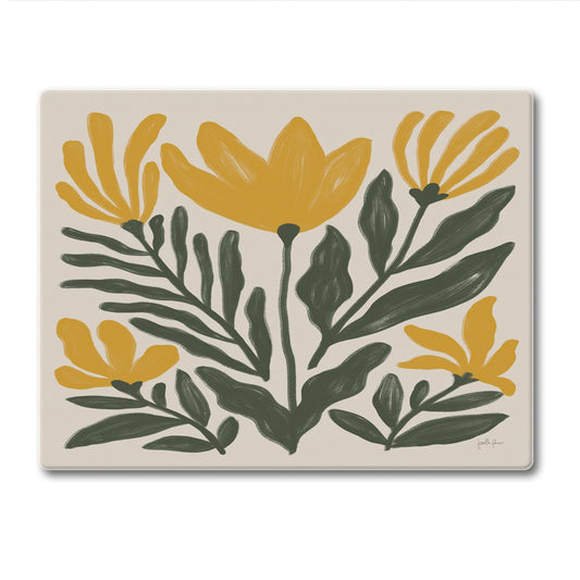 CounterArt Yellow Petals 3mm Tempered Glass Cutting Board 10” x 8” Manufactured in the USA
