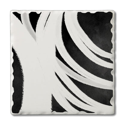 Thirstystone White Swipes Single Tumbled Tile Stone Coaster with Protective Cork Backing Manufactured in The USA 4" Square, Colorful, Artistic, Easily Wipes Clean