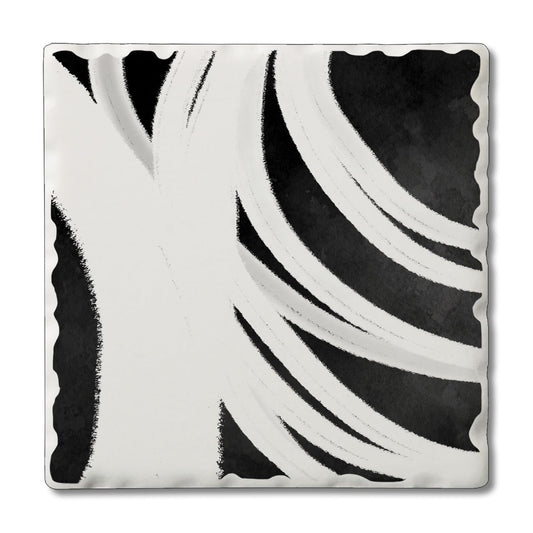 Thirstystone White Swipes Single Tumbled Tile Stone Coaster with Protective Cork Backing Manufactured in The USA 4" Square, Colorful, Artistic, Easily Wipes Clean