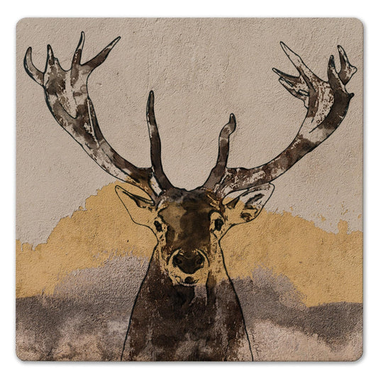 Thirstystone Whitetail Deer Decorative Heat Tolerant Stone Trivet with Non-Skid Cork Backing 8” Square