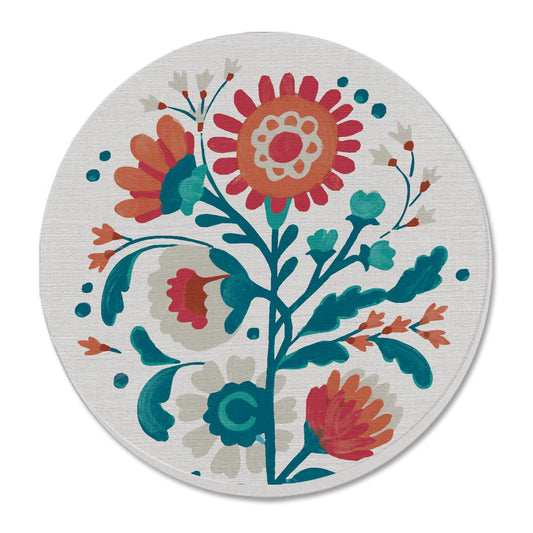 Thirstystone Otomi Flower Single Round Absorbent Stone Coaster with Protective Cork Backing Manufactured in The USA 4" Diameter