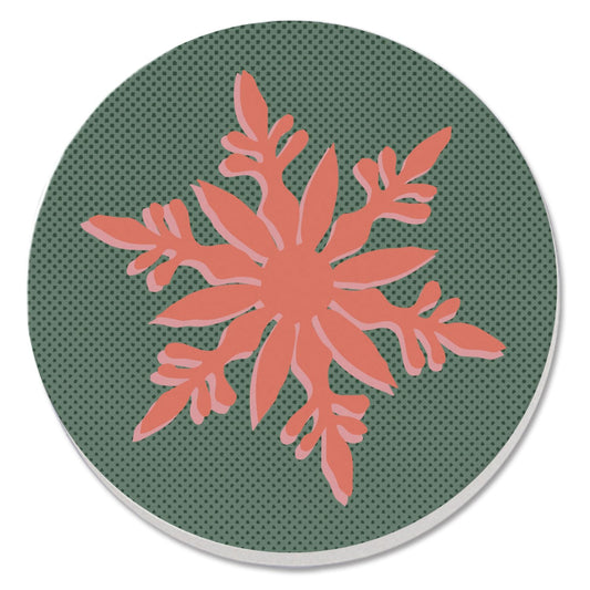 Thirstystone Snowflake Single Round Absorbent Stone Coaster with Protective Cork Backing Manufactured in The USA 4" Diameter