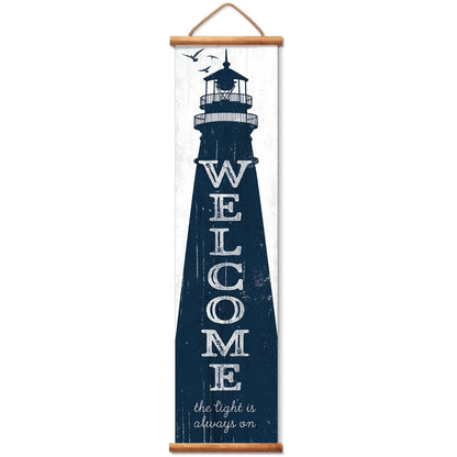 Highland Home Lighthouse Welcome Indoor/Outdoor Vinyl Hanging Entryway Sign Made in the USA Reusable Easy Wipes Clean Easy Storage