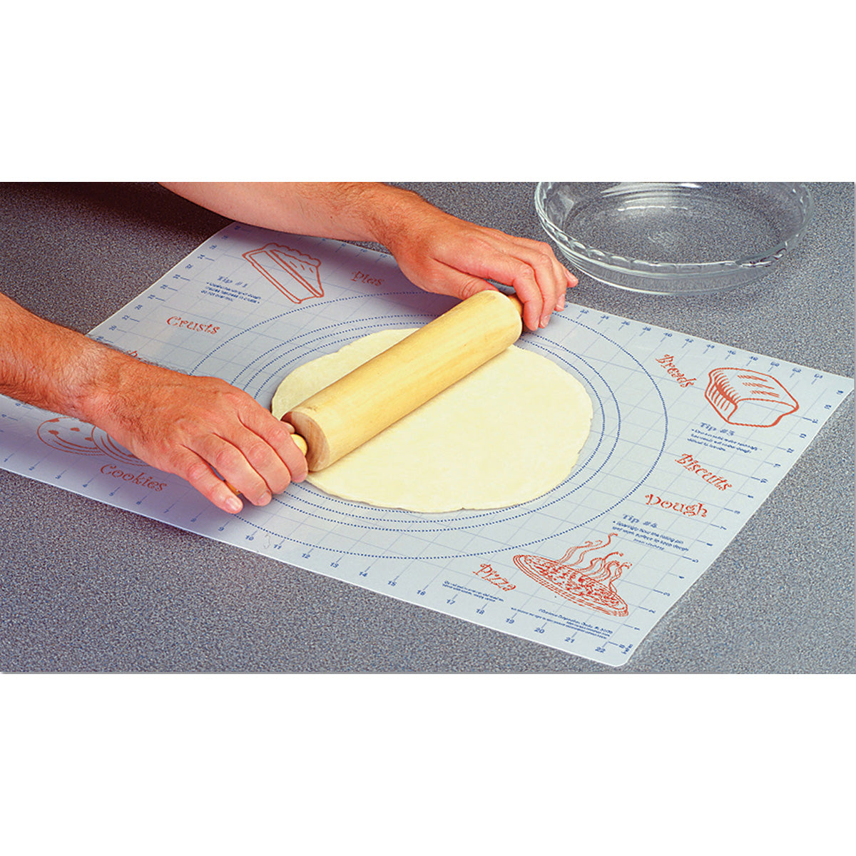 Cut N' Funnel Large Premium Pastry Mat 24" by 18" Made in the USA Non-slip Food Grade Flexible Plastic for Rolling, Kneading, Shaping and Cutting Dough