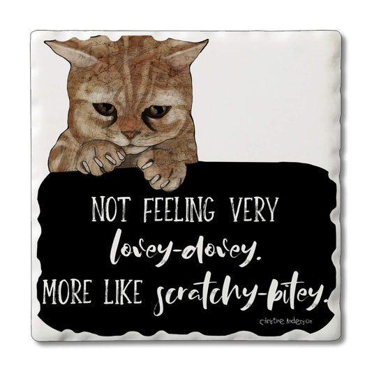 Thirstystone Feeling Today Single Absorbent Stone Coaster with Protective Cork Backing Manufactured in The USA 4" Square, Colorful, Artistic, Easily Wipes Clean
