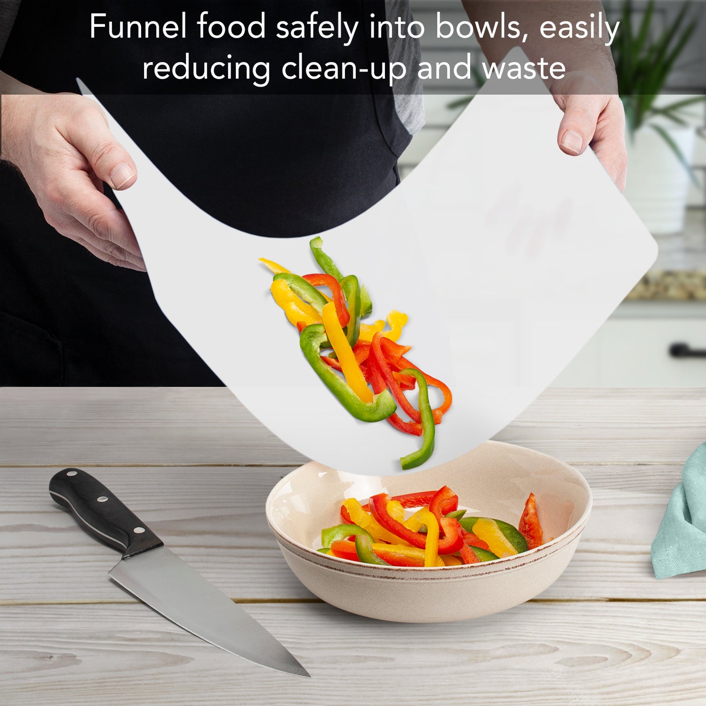 Cut N' Funnel Large Food Service Grade Heavy Gauge Flexible Plastic Cutting Board Mats 4 Pack Made in the USA BPA Free Dishwasher Safe