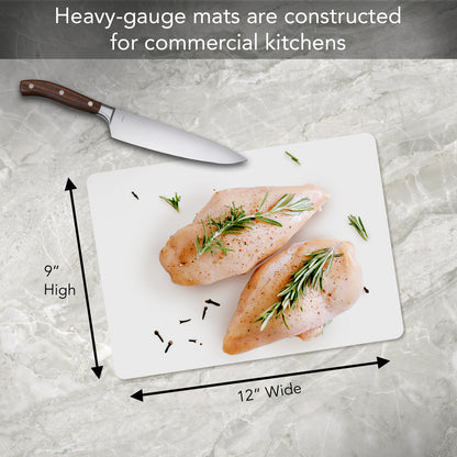 Cut N' Funnel 4 Pack Food Service Grade Heavy Gauge Flexible Cutting Board Mats 9” x 12” Made in the USA