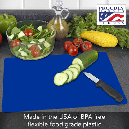Cut N' Funnel Color Coded Flexible Plastic Cutting Board Mats 4 Pack Made in the USA BPA Free, Dishwasher Safe 11.5” x 15”