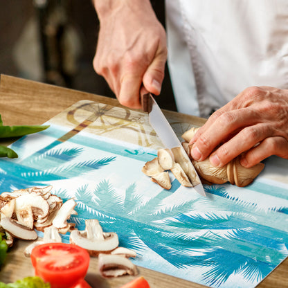 Cut N' Funnel Beachscapes Designer Flexible Plastic Cutting Board Mat, 15" x 11.5", Made in the USA, Decorative, Flexible, Easy to Clean
