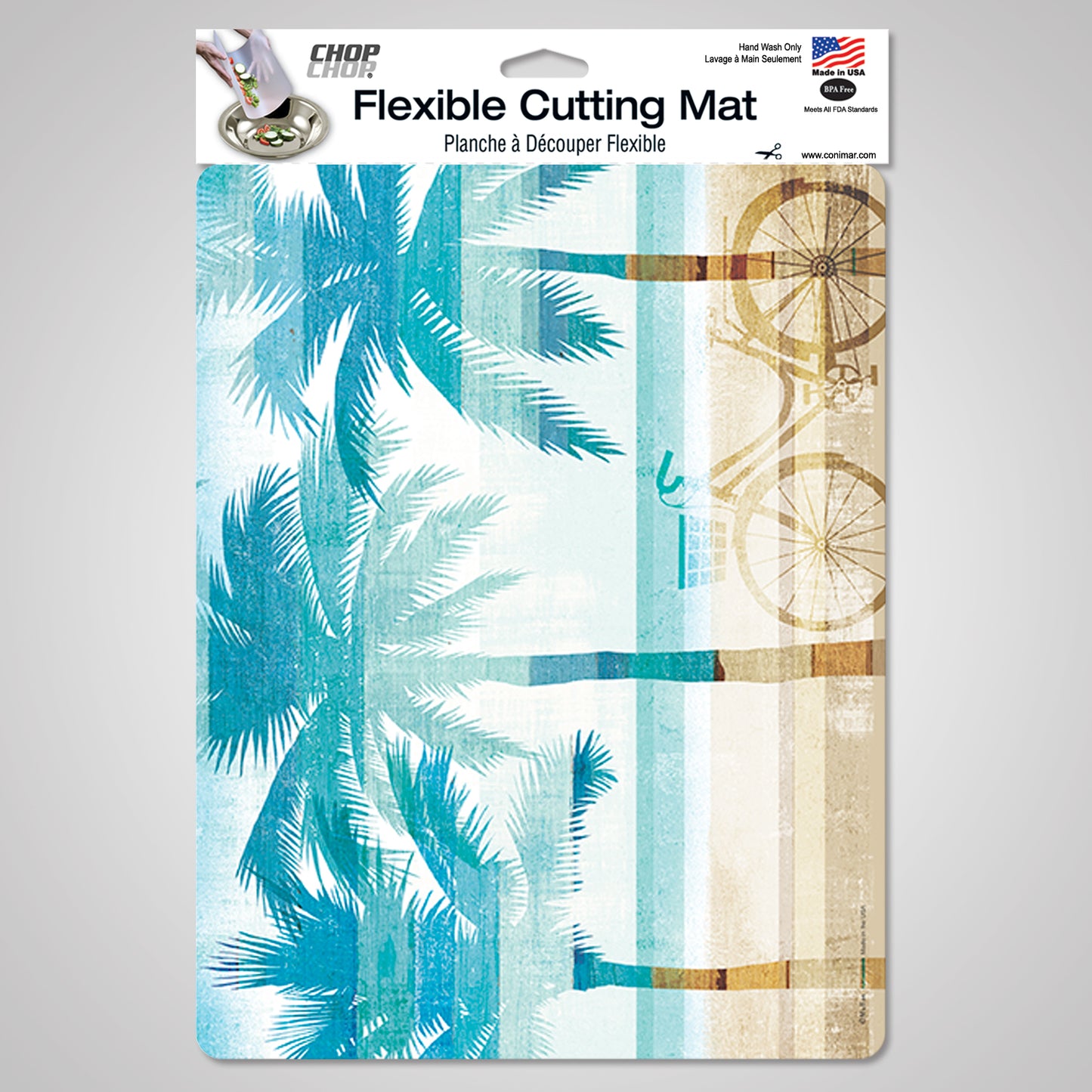 Cut N' Funnel Beachscapes Designer Flexible Plastic Cutting Board Mat, 15" x 11.5", Made in the USA, Decorative, Flexible, Easy to Clean