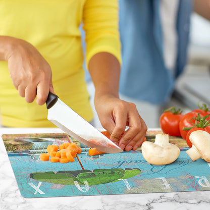Cut N' Funnel Beach Day Designer Flexible Plastic Cutting Board Mat, 15" x 11.5", Made in the USA, Decorative, Flexible, Easy to Clean
