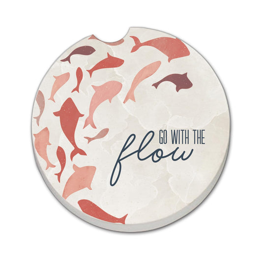 Thirstystone Go with The Flow Single Absorbent Stone Car Coaster for Vehicle Cup Holder 2.6” Diameter Manufactured in The USA